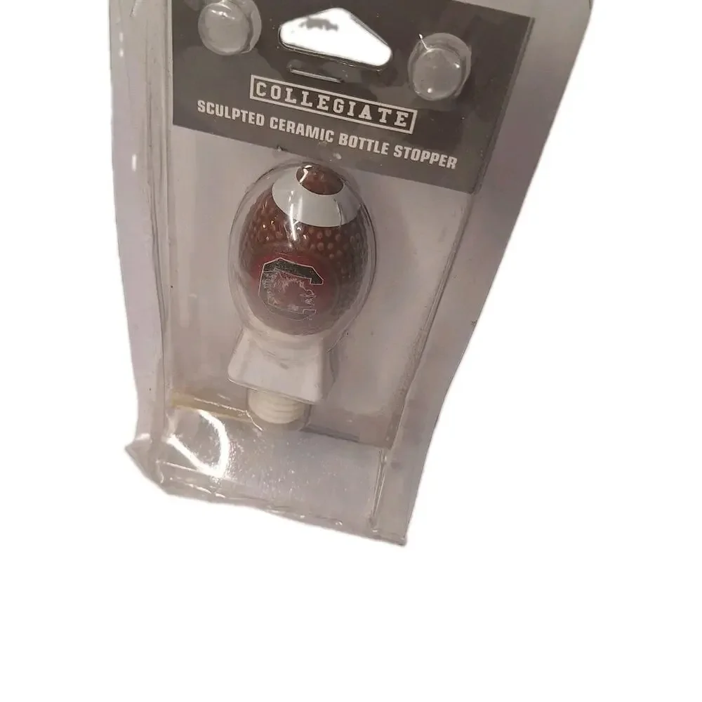 South Carolina Gamecocks Sculpted Ceramic Football Wine Bottle Stopper - New